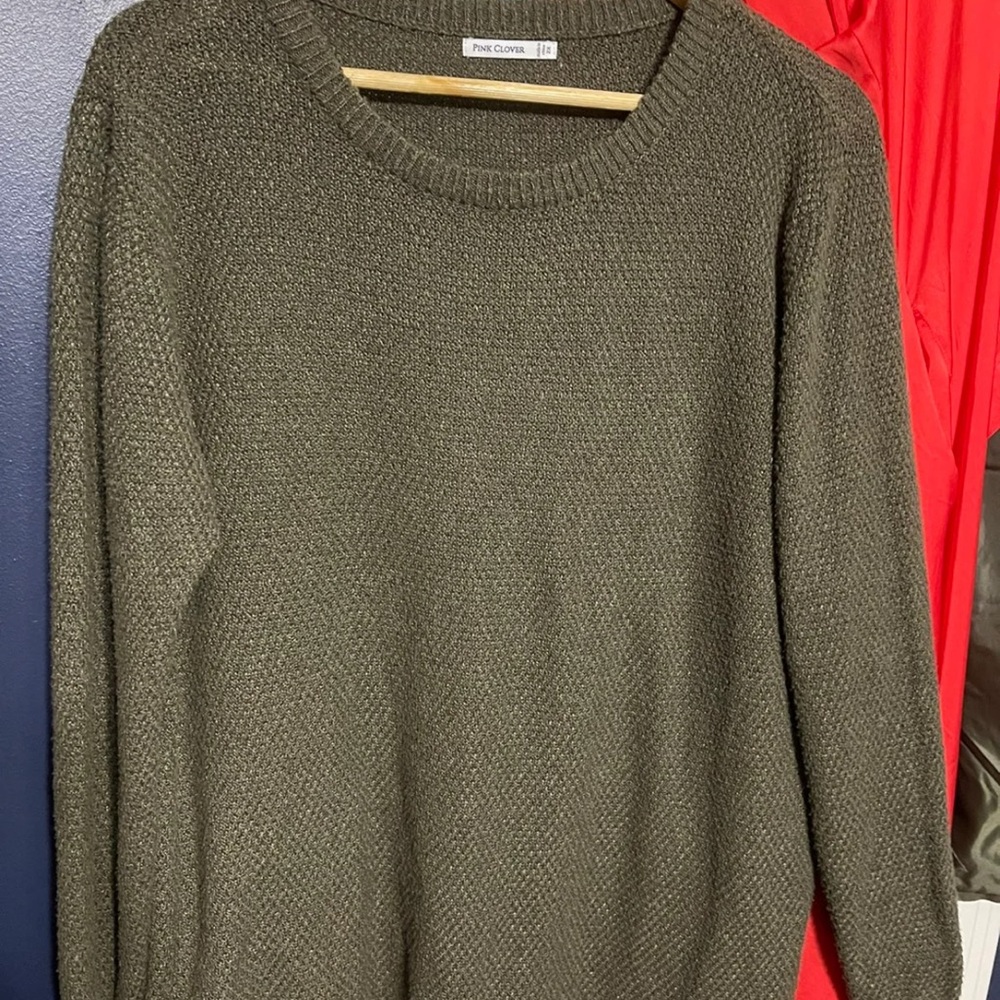 Chic Soul / Pink Clover Green Knit Sweater 2XL